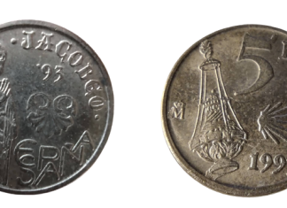 MINT ERROR – 5 PTAS 1993 coin of St. James